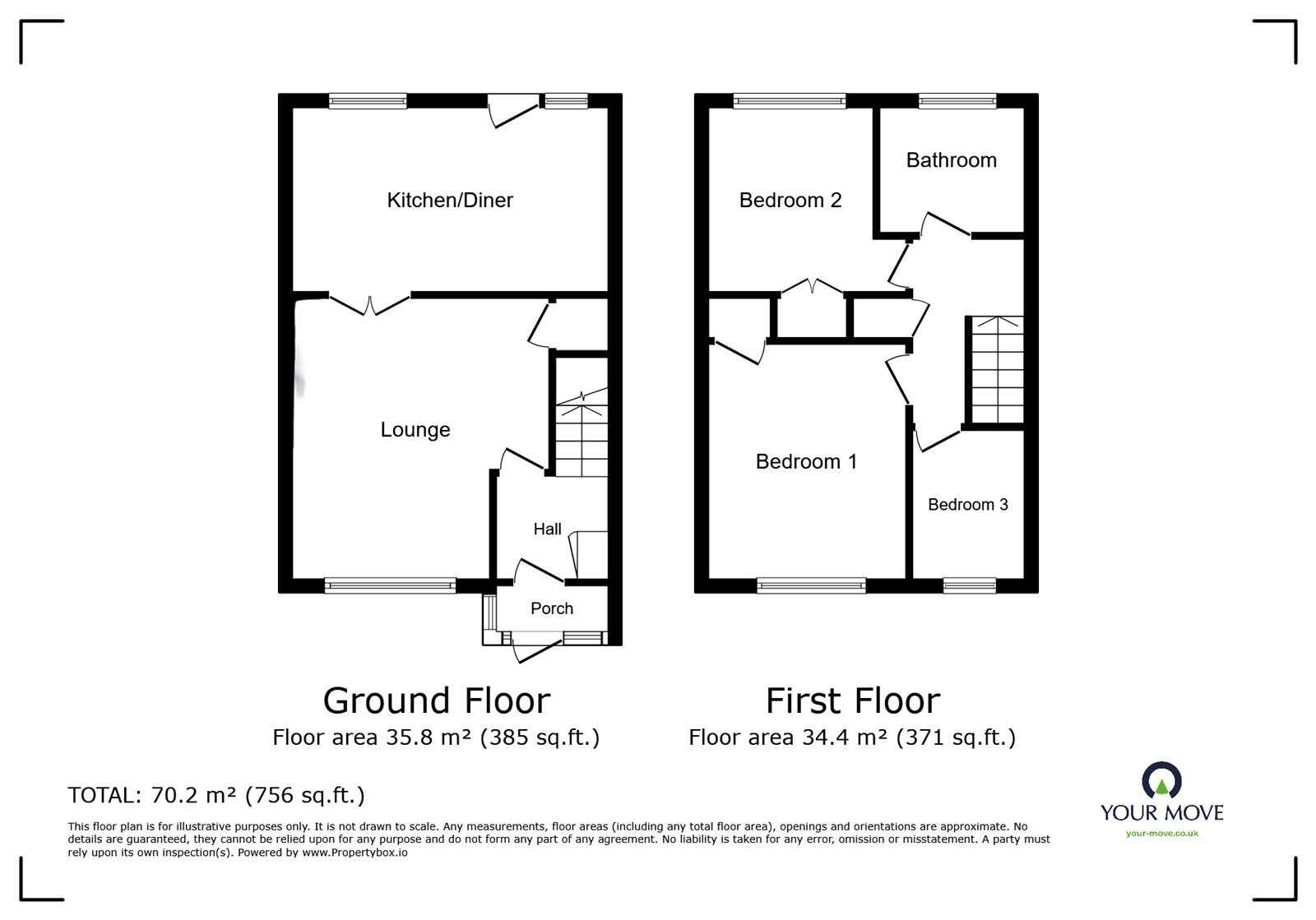 Floorplan of 3 bedroom End Terrace House for sale, Rutland Avenue, Nuneaton, Warwickshire, CV10