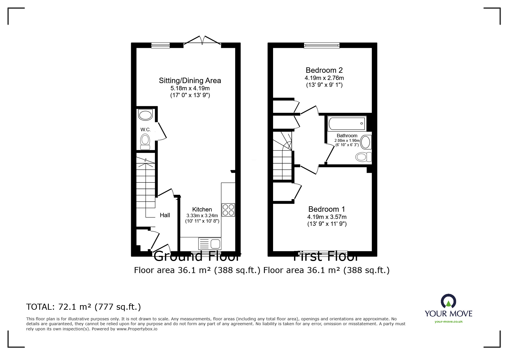 Floorplan of 2 bedroom End Terrace House for sale, Parliament Drive, Nuneaton, Warwickshire, CV11