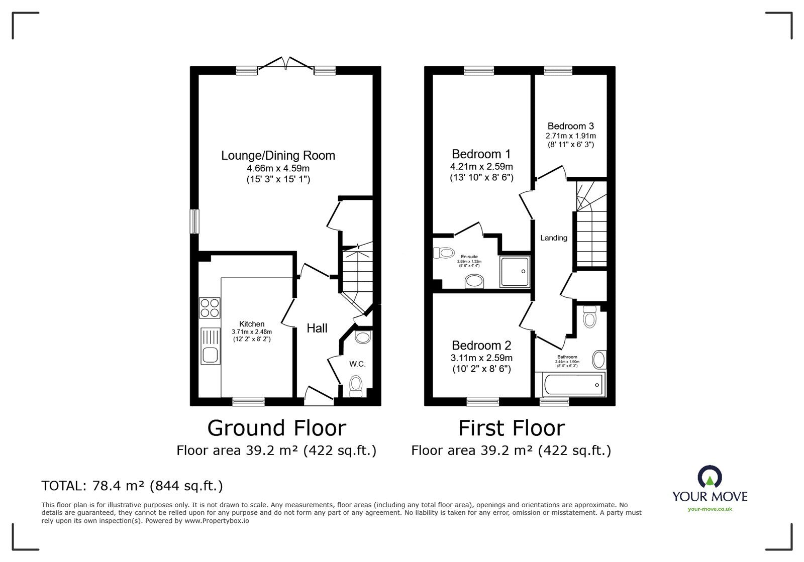 Floorplan of 3 bedroom Mid Terrace House for sale, Blue Brick Lane, Nuneaton, Warwickshire, CV10