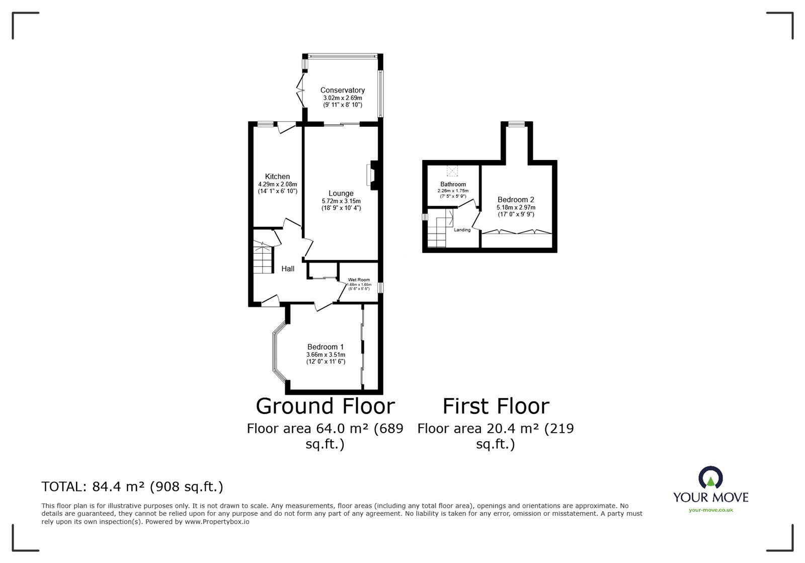 Floorplan of 2 bedroom Detached Bungalow for sale, Arbury Garth, Nuneaton, Warwickshire, CV10