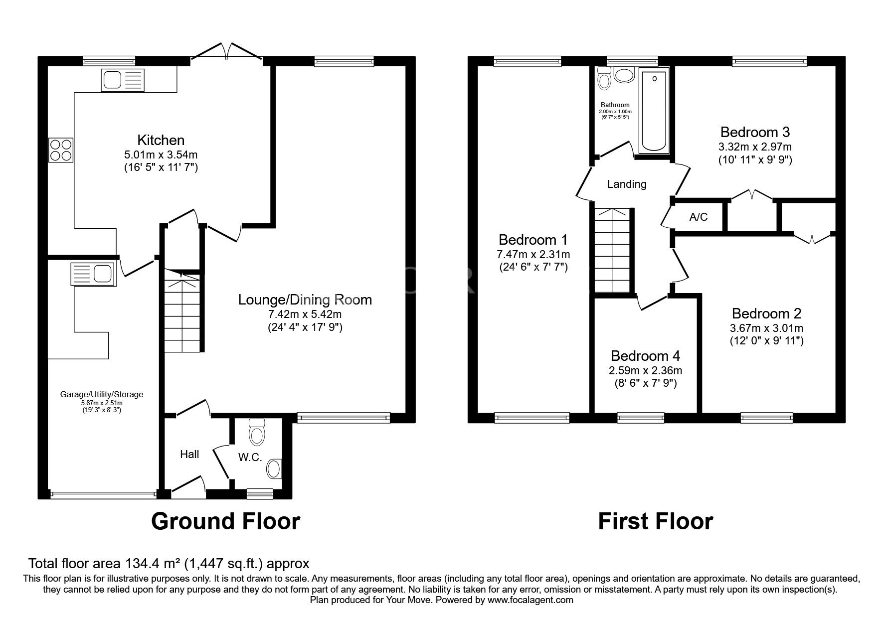 Floorplan of 4 bedroom Detached House for sale, Keats Close, Galley Common, Warwickshire, CV10