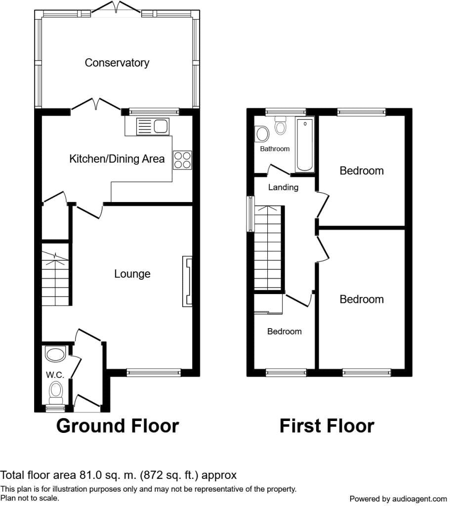 Floorplan of 3 bedroom Semi Detached House for sale, Sunart Way, Nuneaton, Warwickshire, CV10