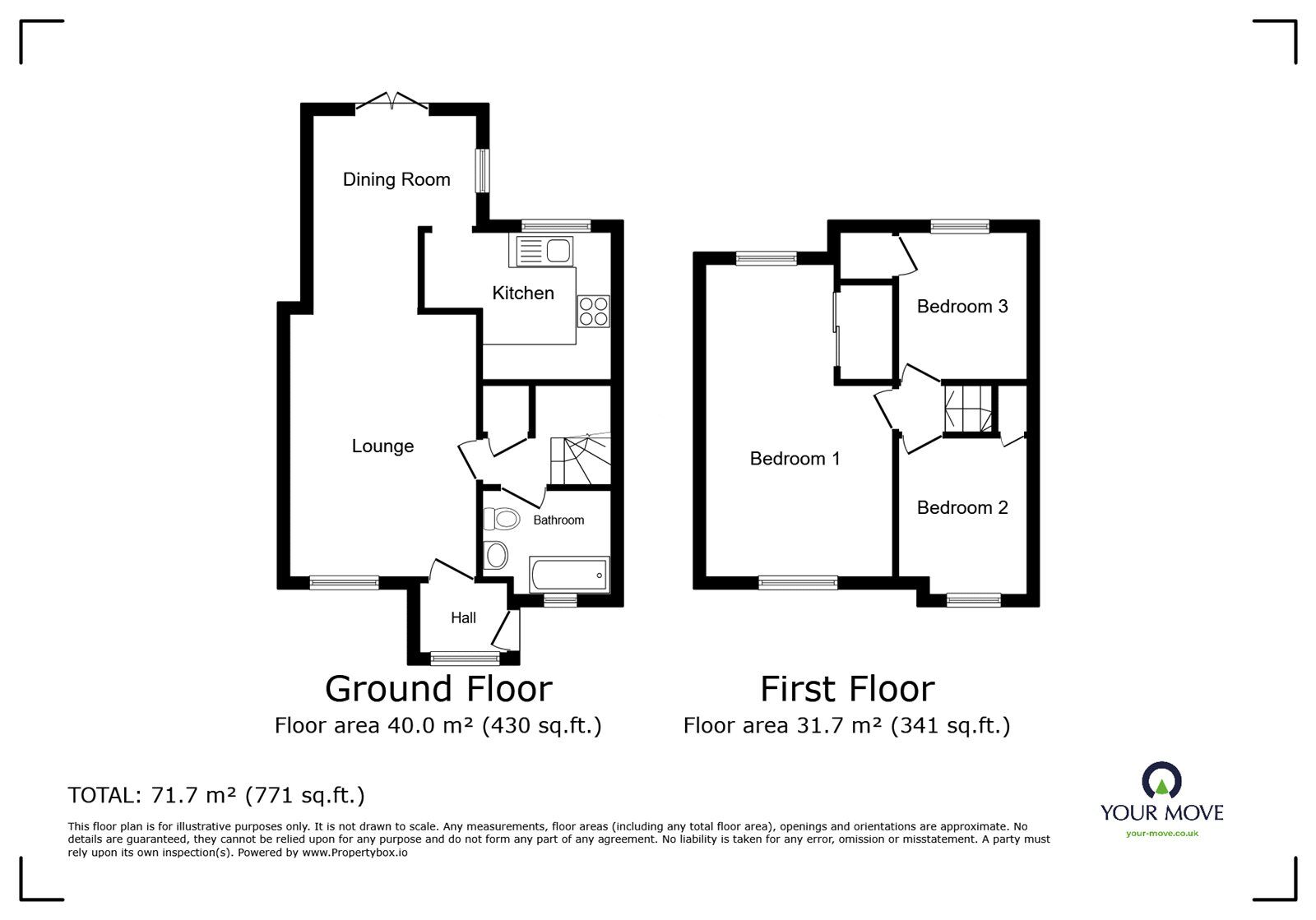 Floorplan of 3 bedroom Mid Terrace House for sale, Paddiford Place, Nuneaton, Warwickshire, CV10