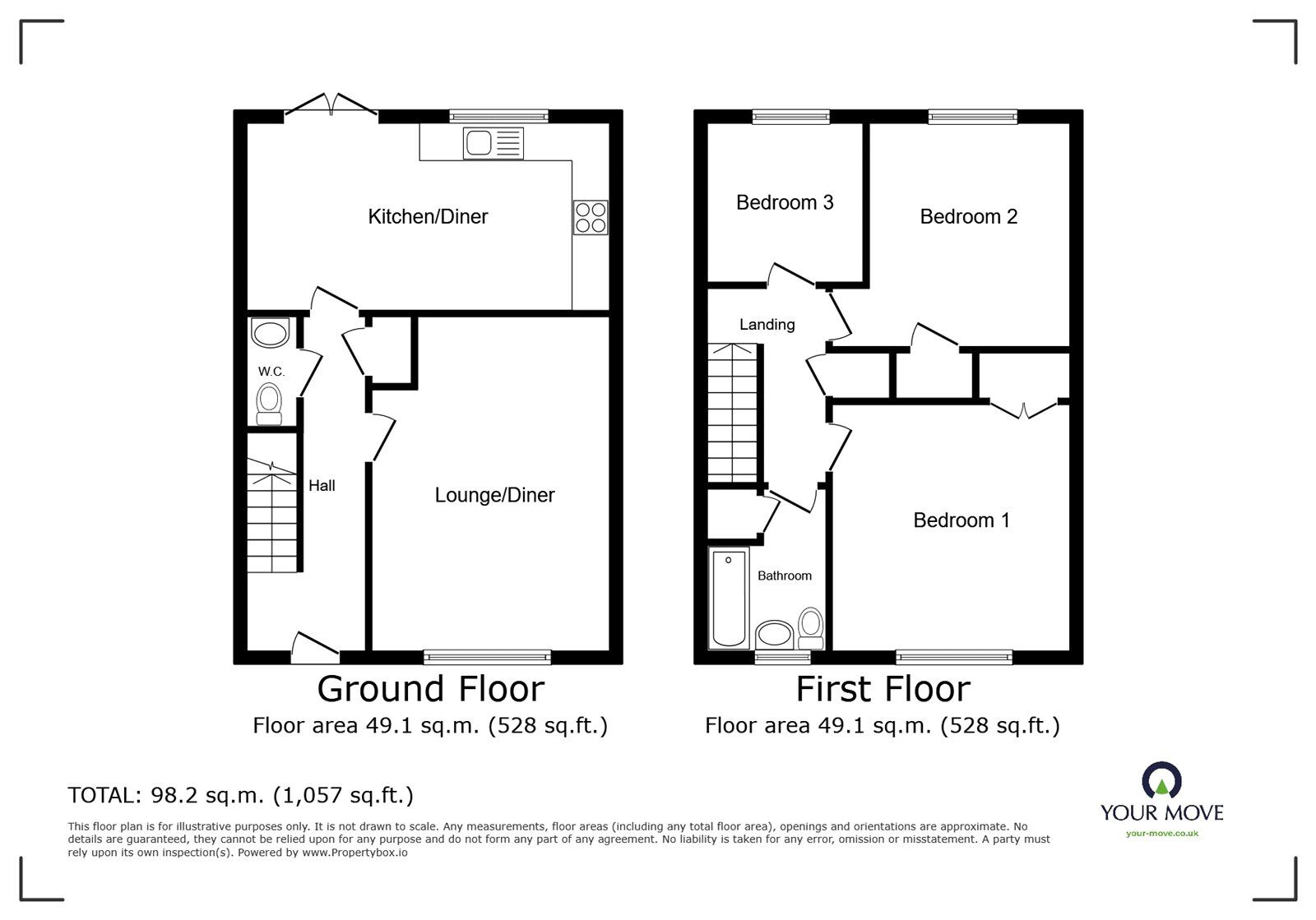 Floorplan of 3 bedroom Semi Detached House for sale, Swansnest Grove, Nuneaton, Warwickshire, CV10