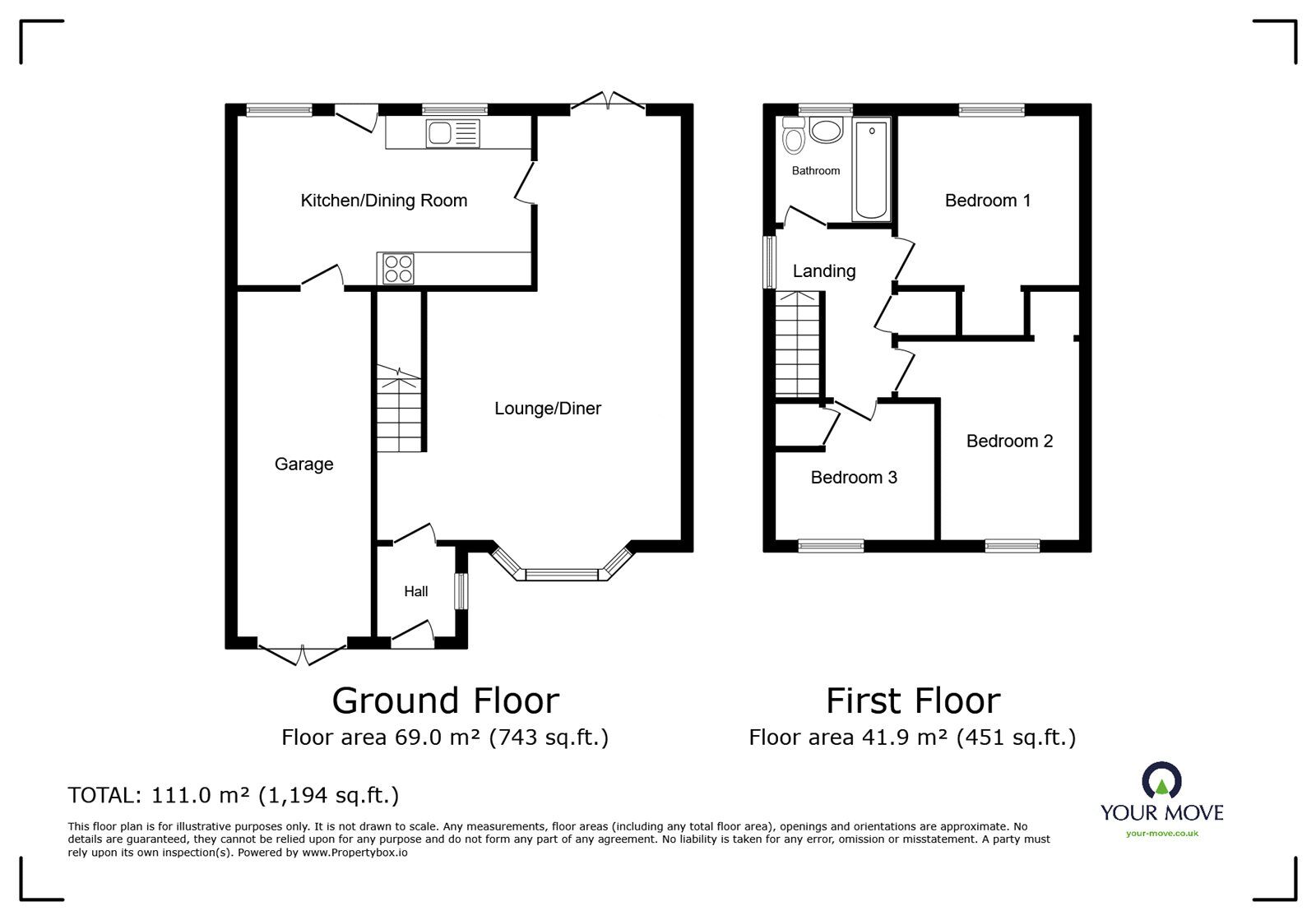 Floorplan of 3 bedroom Detached House for sale, Orkney Close, Nuneaton, Warwickshire, CV10