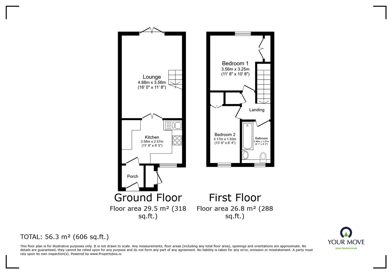 Floorplan of 2 bedroom End Terrace House for sale, Marsdale Drive, Nuneaton, Warwickshire, CV10