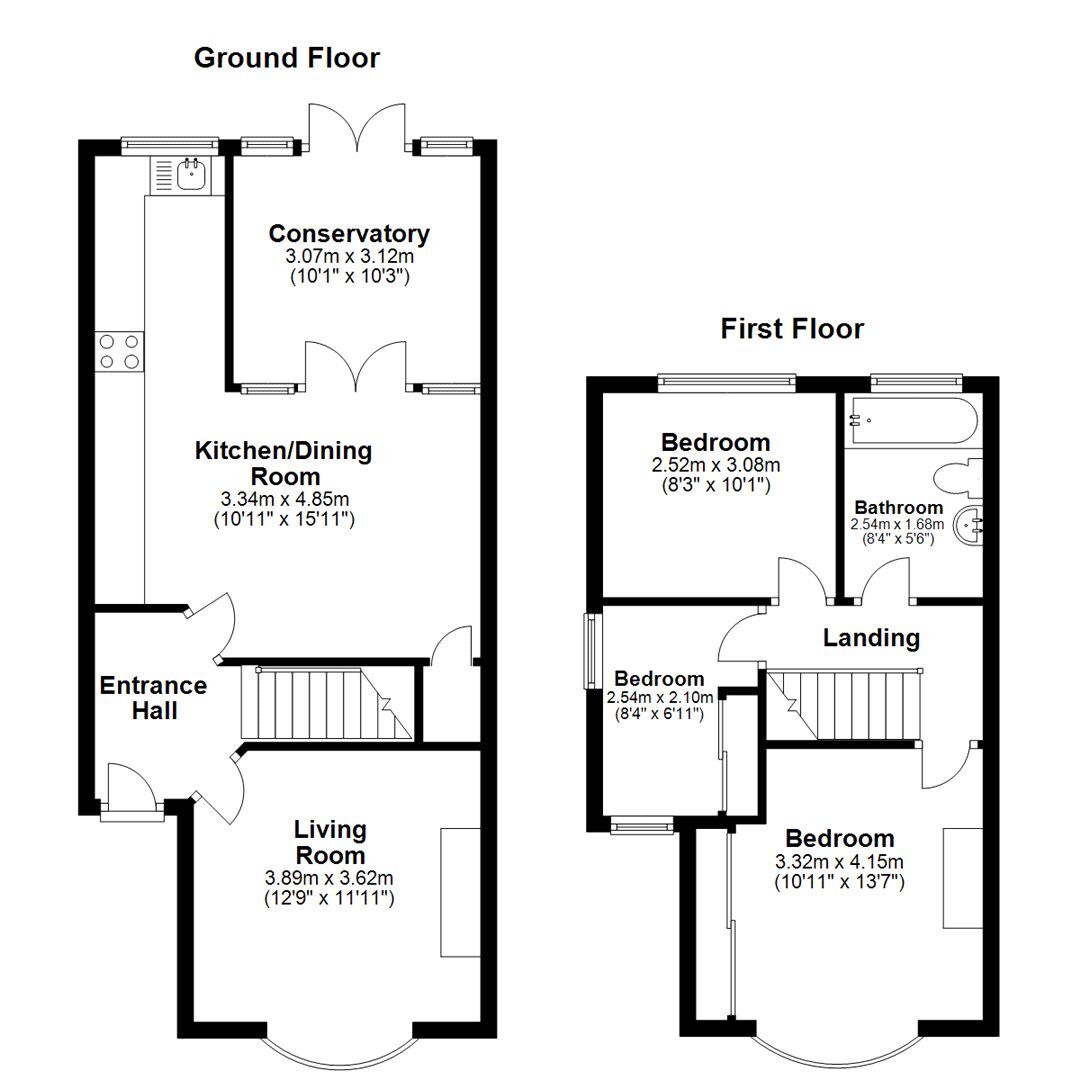 Floorplan of 3 bedroom Semi Detached House to rent, Ansley Road, Nuneaton, Warwickshire, CV10