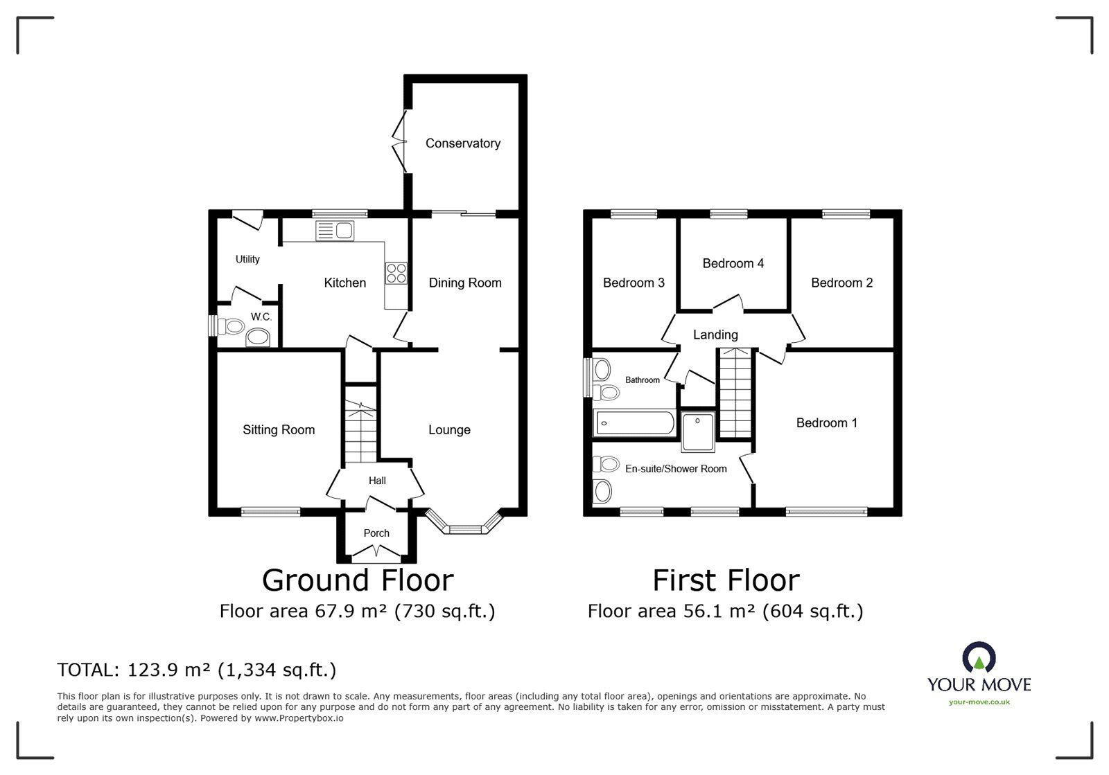 Floorplan of 4 bedroom Detached House for sale, Salcombe Close, Nuneaton, Warwickshire, CV11