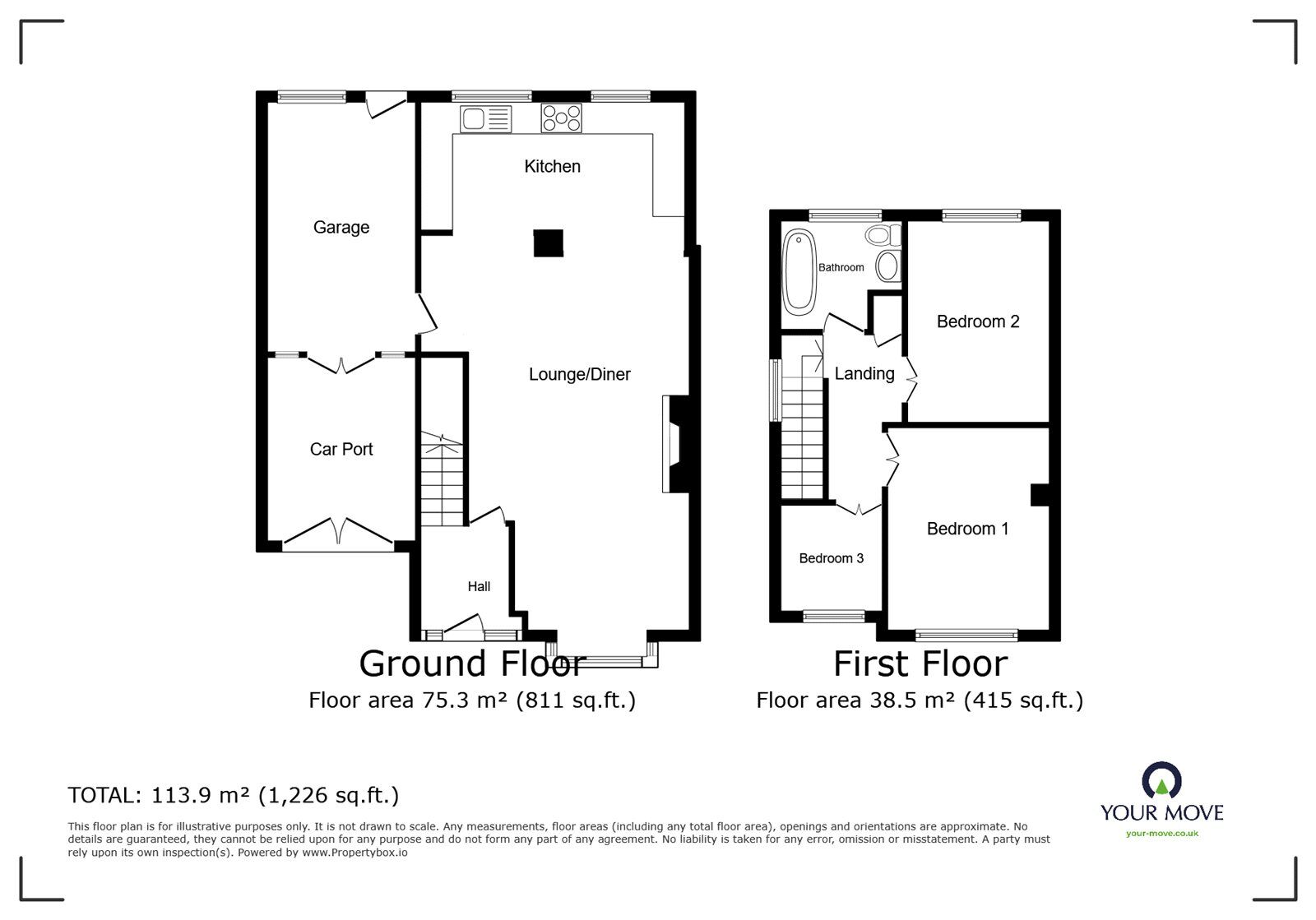 Floorplan of 3 bedroom Semi Detached House for sale, Berwyn Way, Nuneaton, Warwickshire, CV10