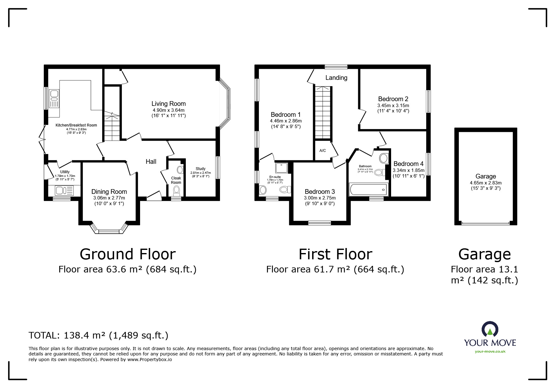 Floorplan of 4 bedroom Detached House for sale, Ashtree Close, Nuneaton, Warwickshire, CV11