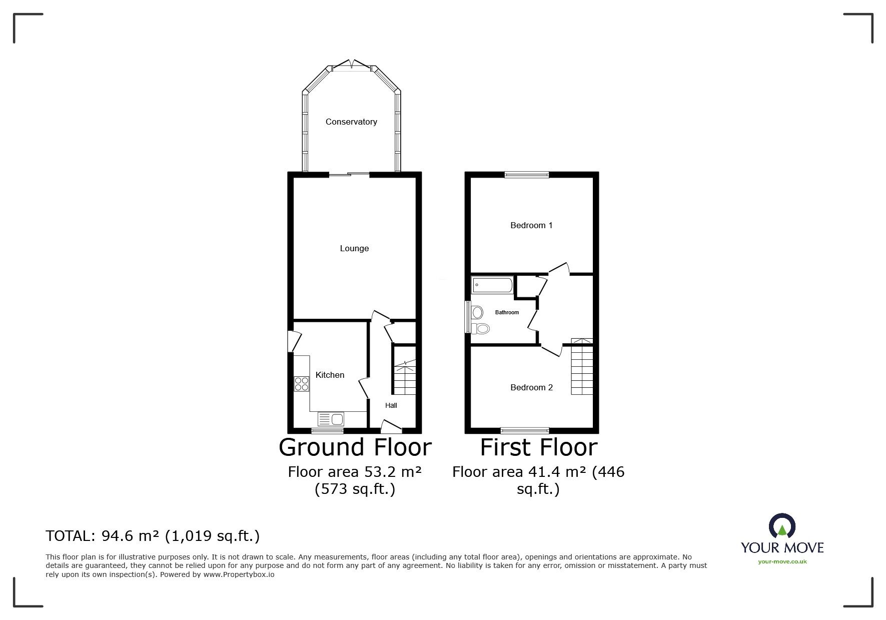 Floorplan of 2 bedroom Semi Detached House for sale, Beverley Avenue, Nuneaton, Warwickshire, CV10