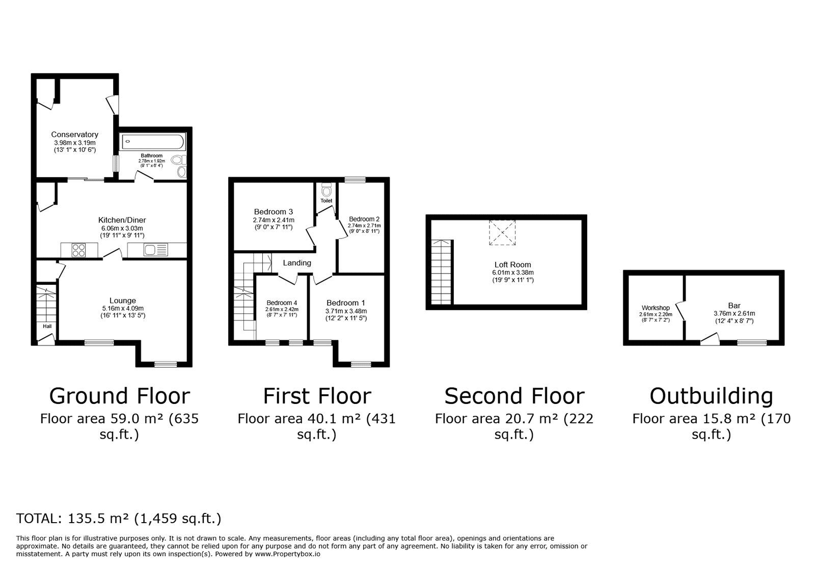 Floorplan of 4 bedroom Mid Terrace House for sale, Black-a-Tree Road, Nuneaton, Warwickshire, CV10