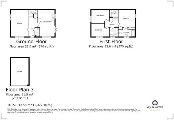 Floorplan of 3 bedroom Semi Detached House for sale, Borough Way, Nuneaton, Warwickshire, CV11