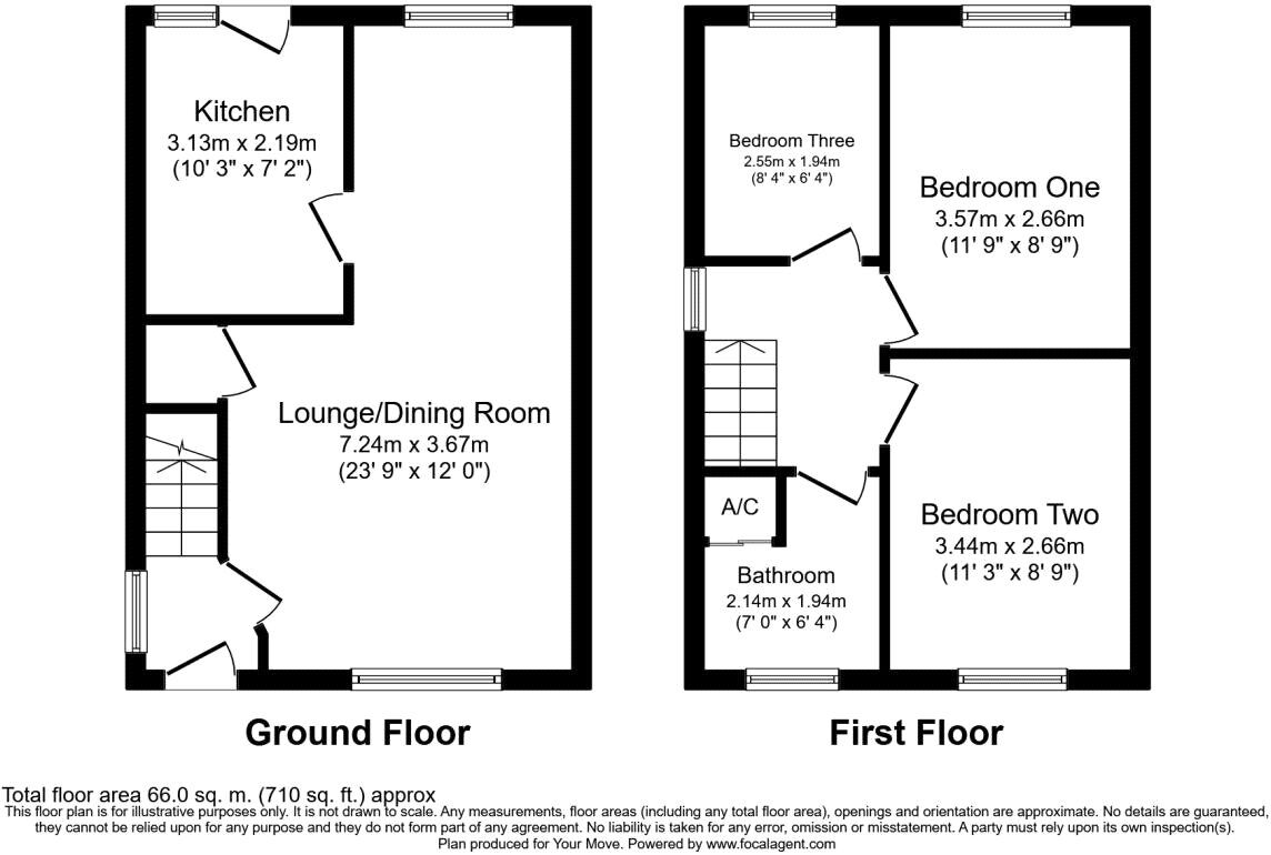 Floorplan of 3 bedroom Semi Detached House for sale, Selby Way, Nuneaton, Warwickshire, CV10