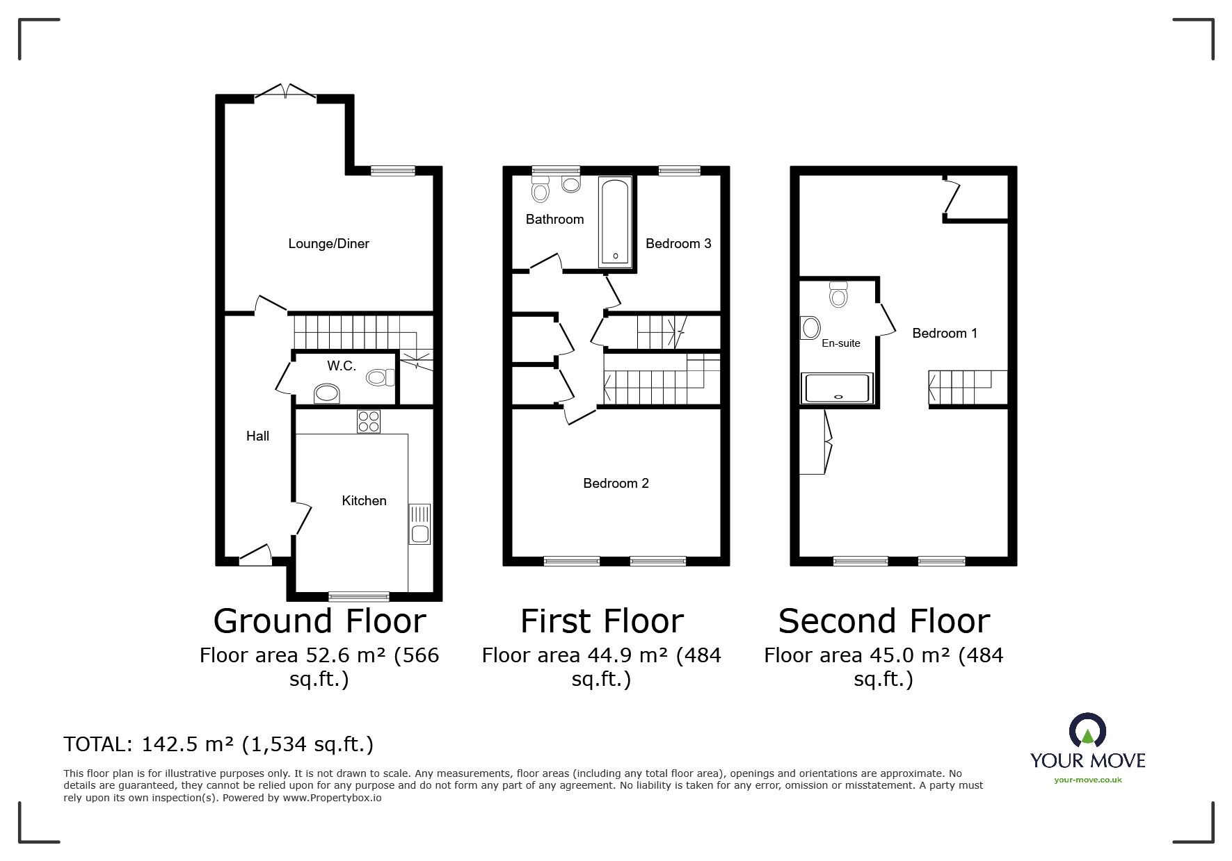 Floorplan of 3 bedroom Mid Terrace House for sale, Copper Beech Road, Nuneaton, Warwickshire, CV10