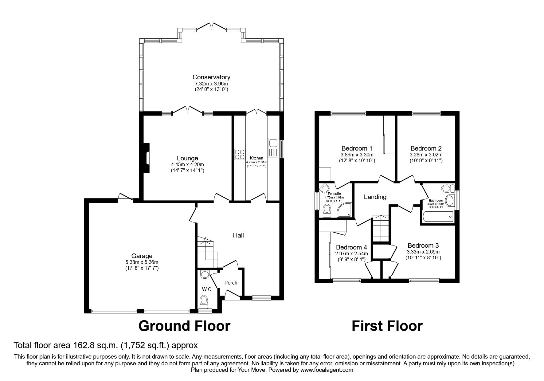 Floorplan of 4 bedroom Detached House to rent, Redruth Close, Nuneaton, Warwickshire, CV11