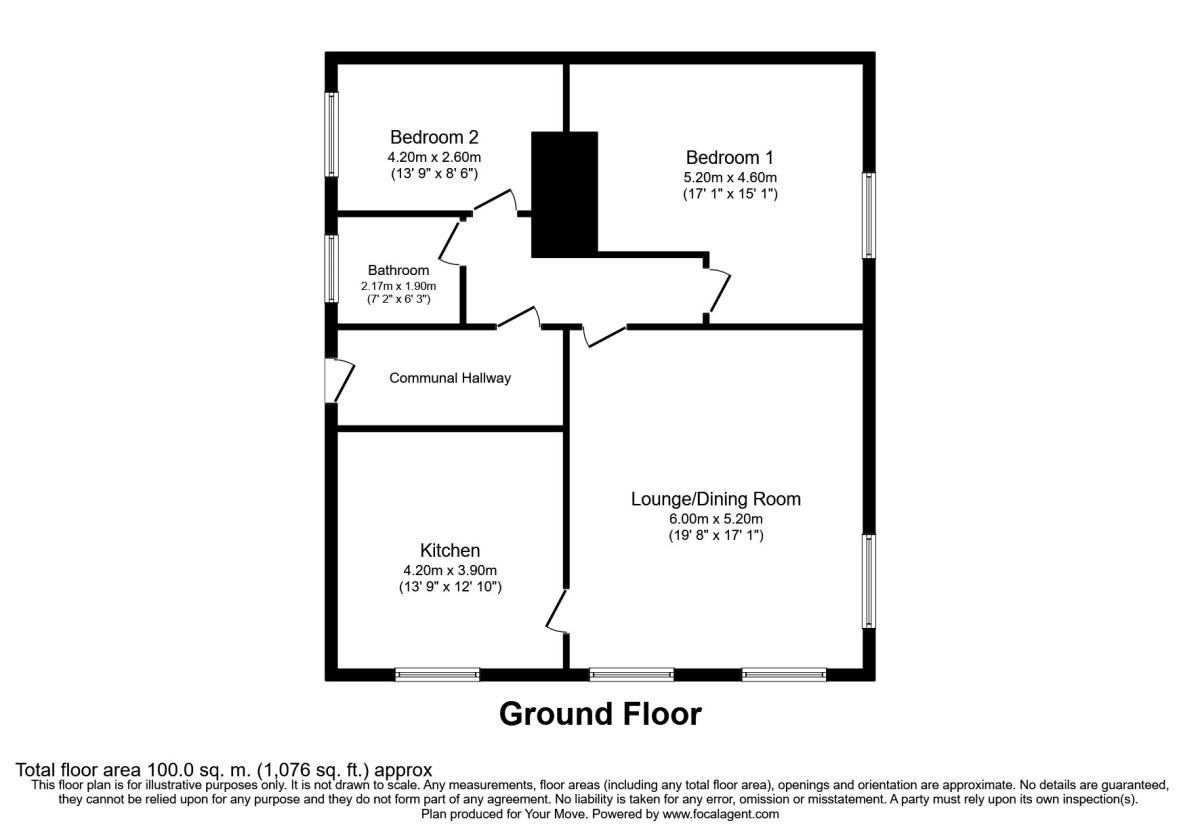 Floorplan of 2 bedroom  Flat to rent, The Willow Tree Willow Street, Oswestry, Shropshire, SY11