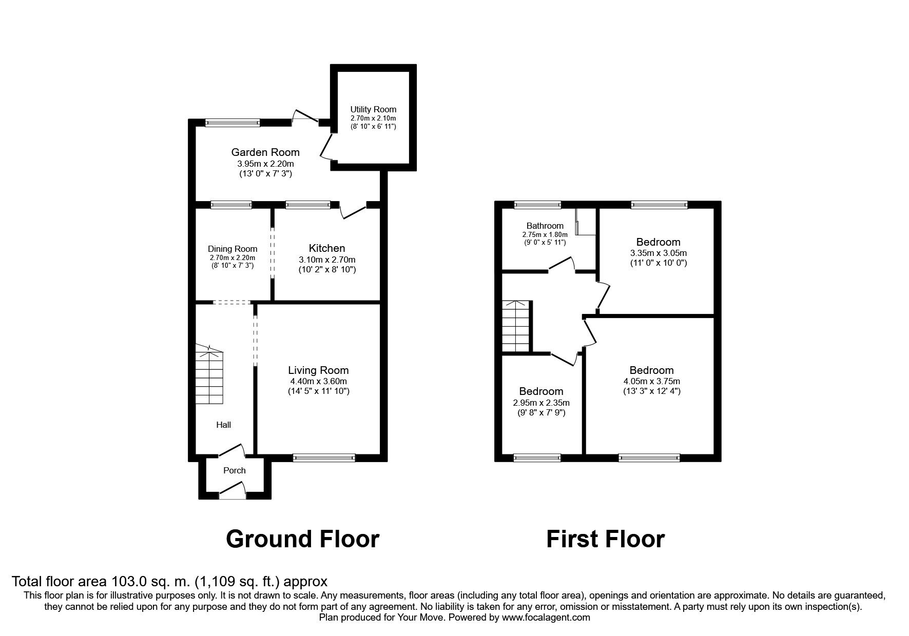 Floorplan of 3 bedroom Mid Terrace House to rent, Blackfriars, Oswestry, Shropshire, SY11