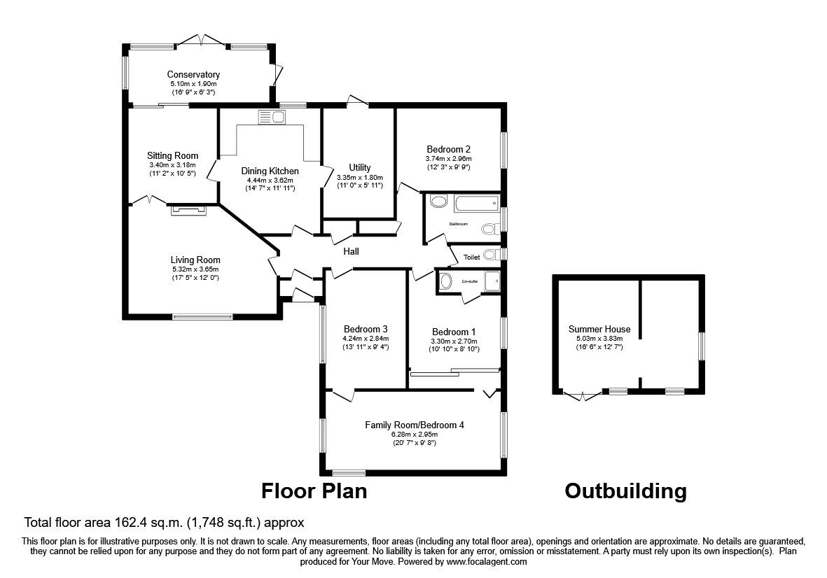 Floorplan of 3 bedroom Detached Bungalow for sale, Pant, Oswestry, Shropshire, SY10