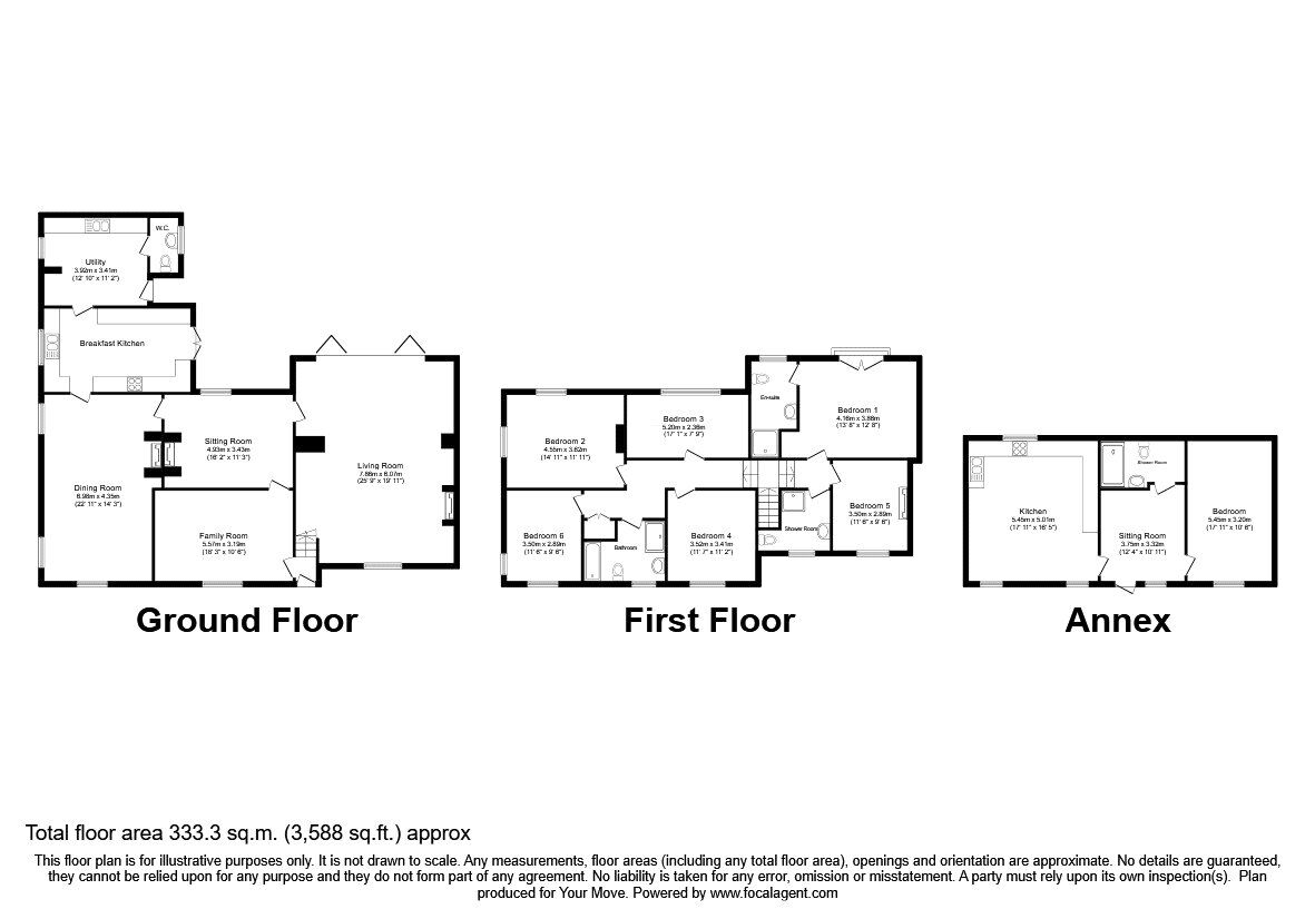 Floorplan of 6 bedroom Detached House for sale, Treflach, Oswestry, SY10