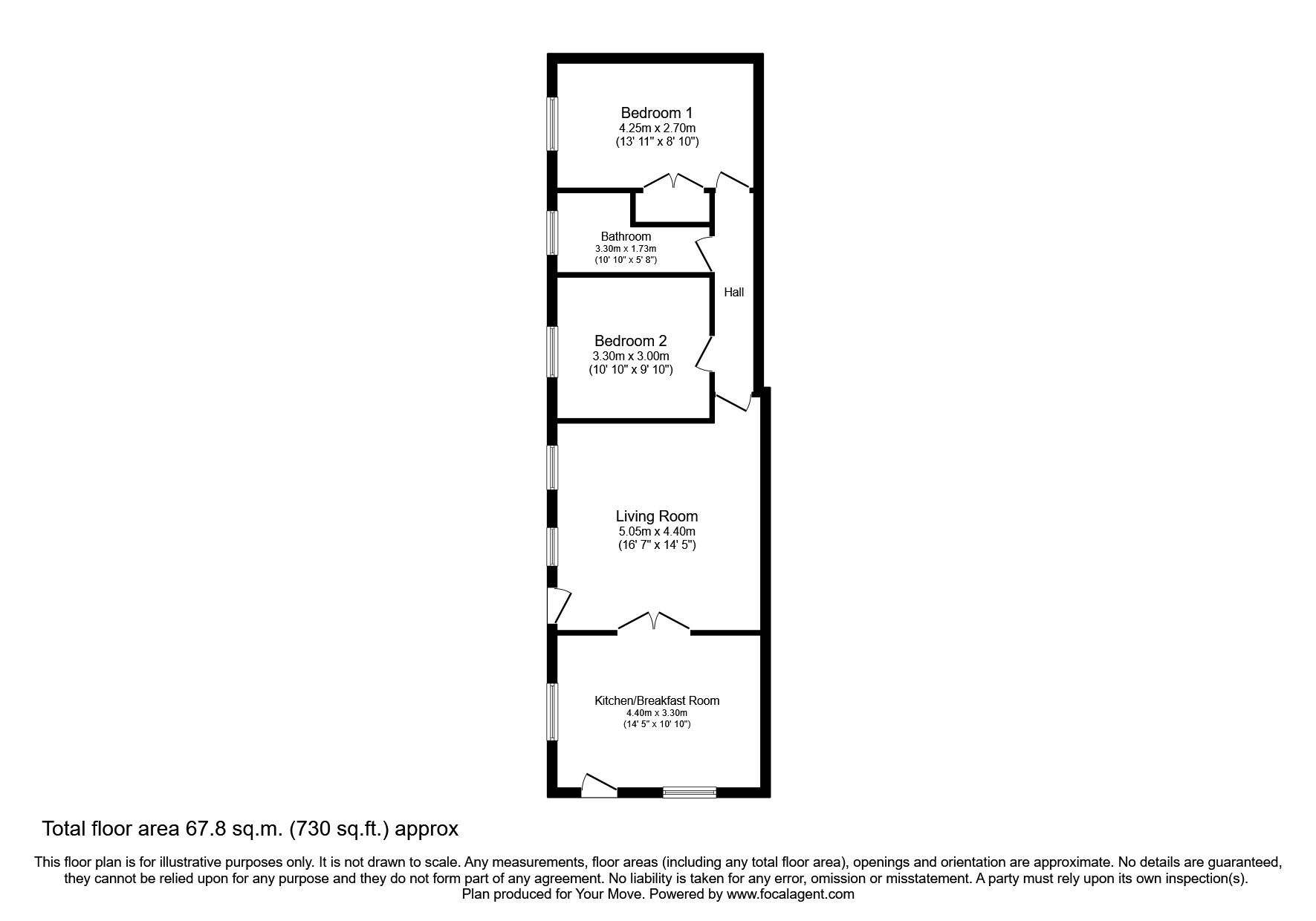 Floorplan of 2 bedroom Detached Bungalow to rent, Priory Works, Rectory Lane, Powys, SY22