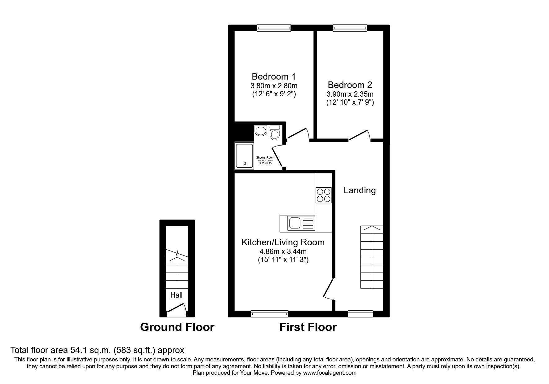 Floorplan of 2 bedroom  Flat to rent, Oswald Road, Oswestry, Shropshire, SY11