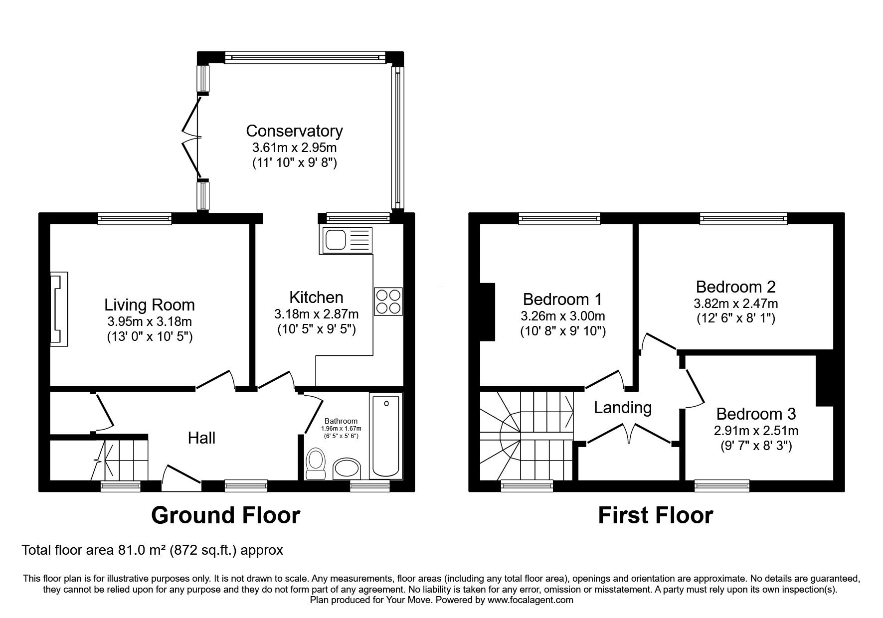 Floorplan of 3 bedroom Mid Terrace House for sale, Caer Road, Oswestry, Shropshire, SY11