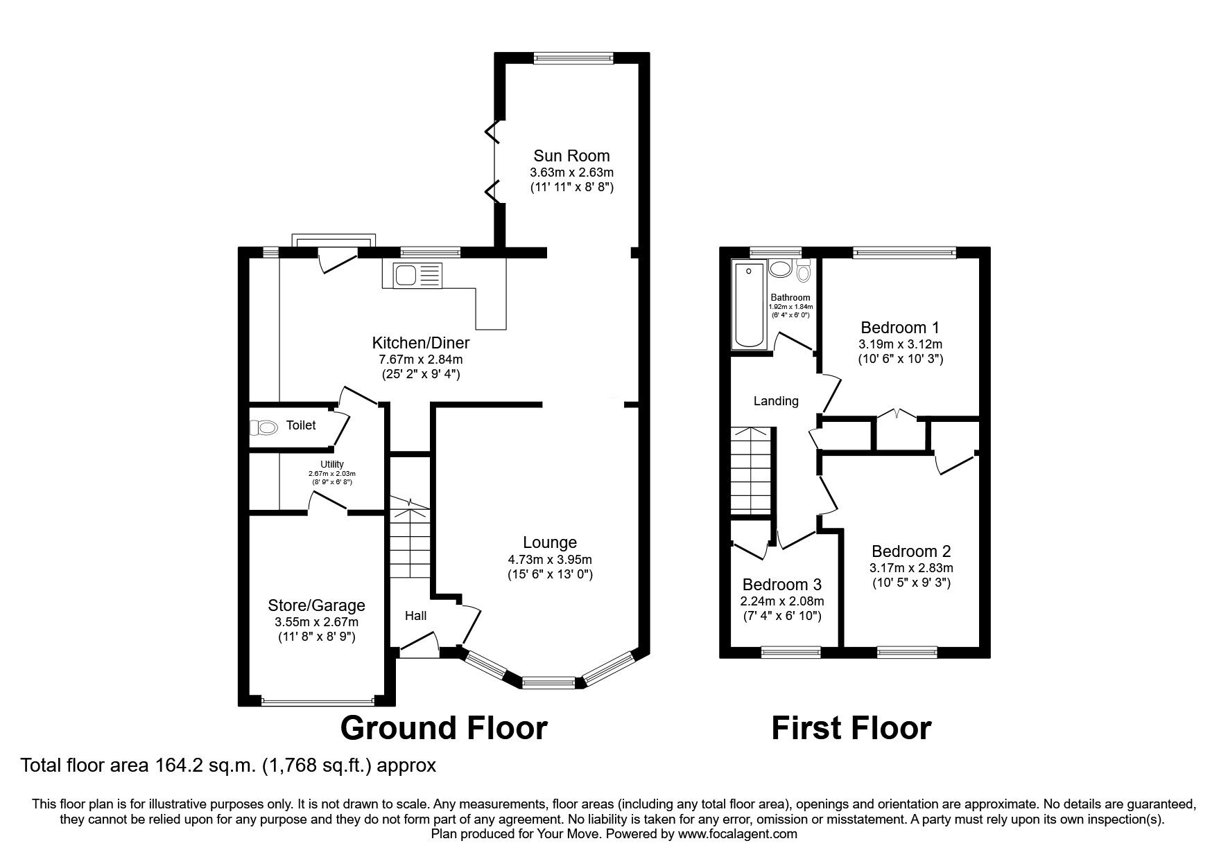 Floorplan of 3 bedroom Detached House for sale, Grosvenor Road, Oswestry, Shropshire, SY11