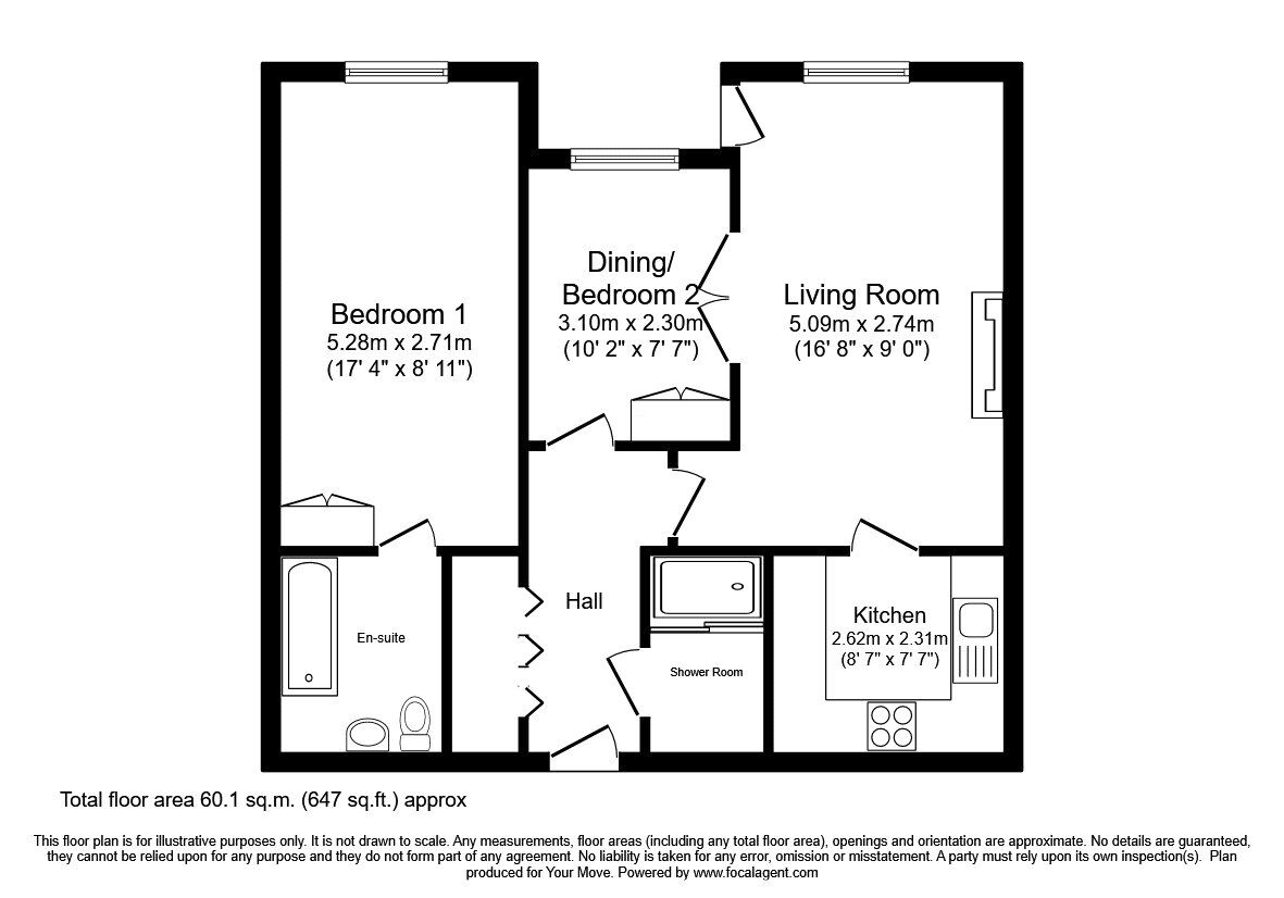 Floorplan of 2 bedroom  Flat for sale, Regent Court, Roft Street, Shropshire, SY11