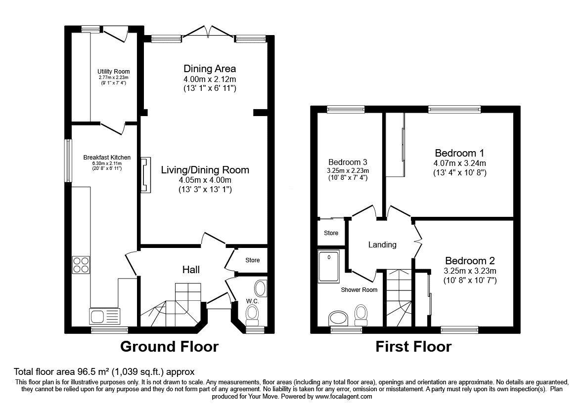 Floorplan of 3 bedroom Semi Detached House for sale, Chaucer Road, Oswestry, Shropshire, SY11