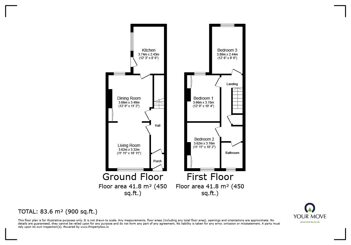 Floorplan of 3 bedroom Mid Terrace House for sale, Albert Road, Oswestry, Shropshire, SY11