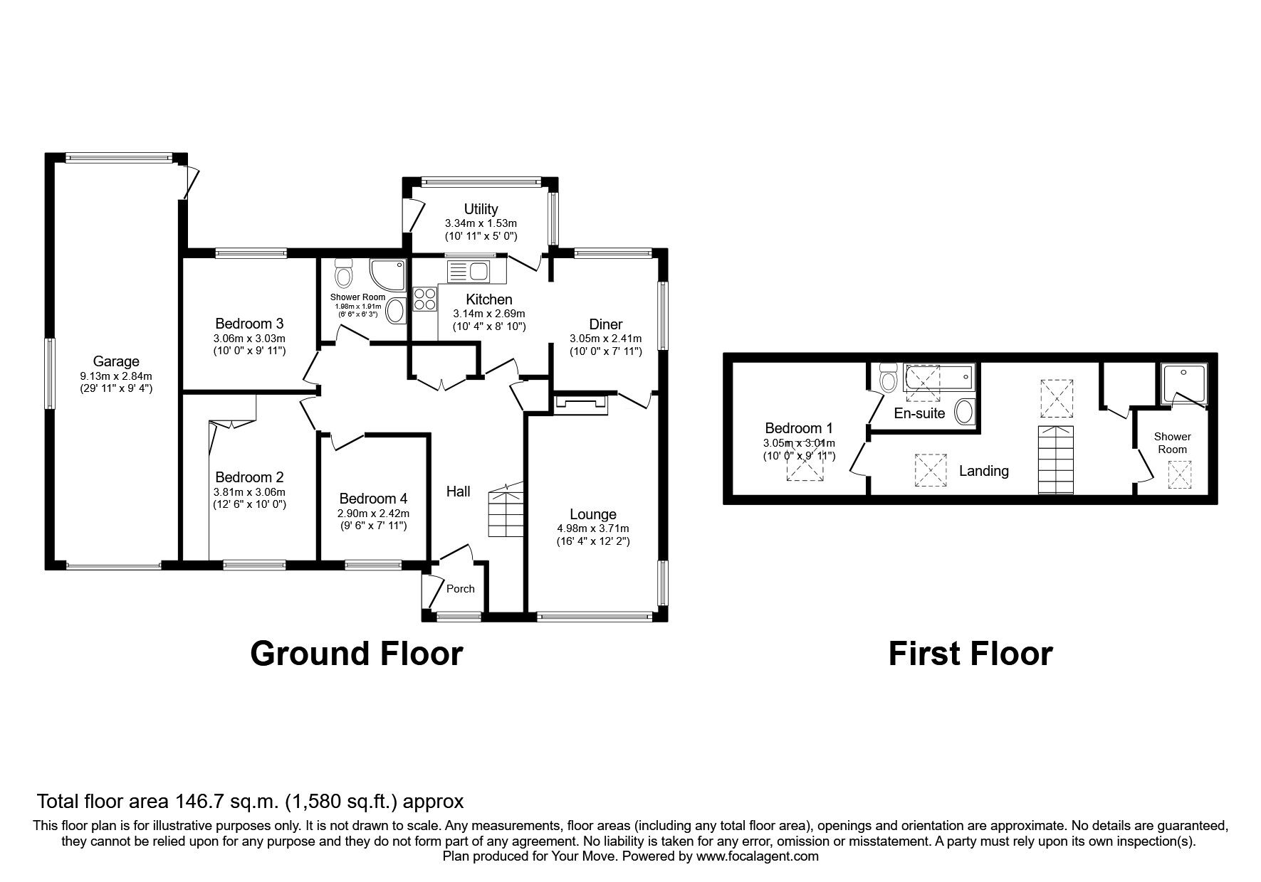 Floorplan of 4 bedroom Detached Bungalow for sale, Rhiew Revel Lane, Pant, Shropshire, SY10