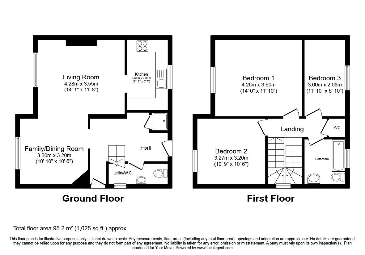 Floorplan of 3 bedroom Semi Detached House for sale, Woodside, Oswestry, Shropshire, SY11