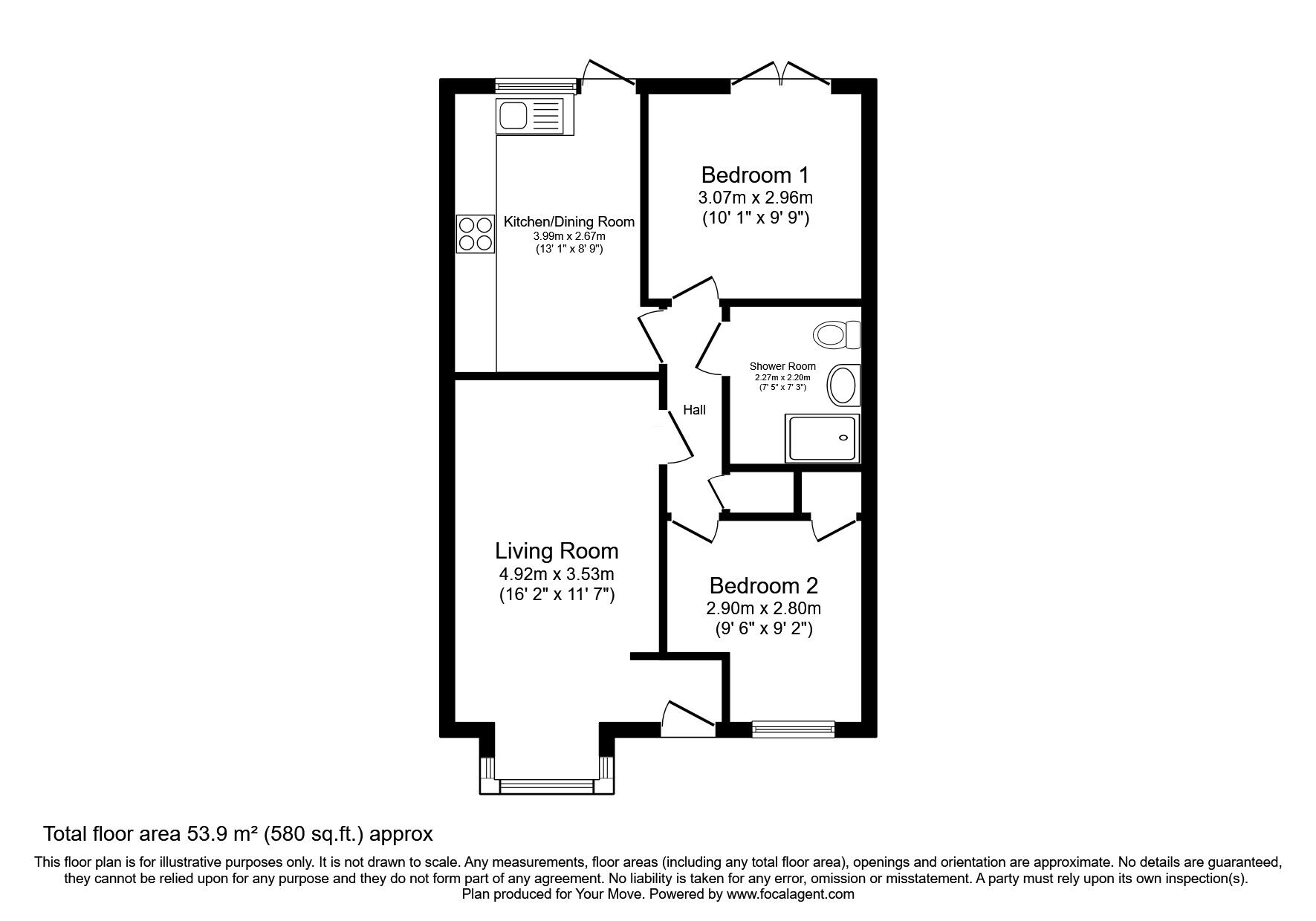 Floorplan of 2 bedroom End Terrace Bungalow for sale, Beresford Gardens, Oswestry, Shropshire, SY11