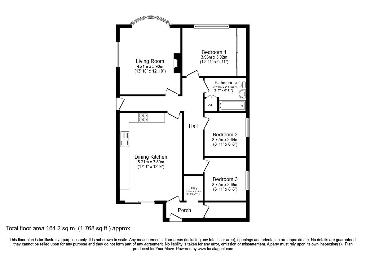 Floorplan of 3 bedroom Detached Bungalow for sale, Smelthouse Lane, Pant, Shropshire, SY10