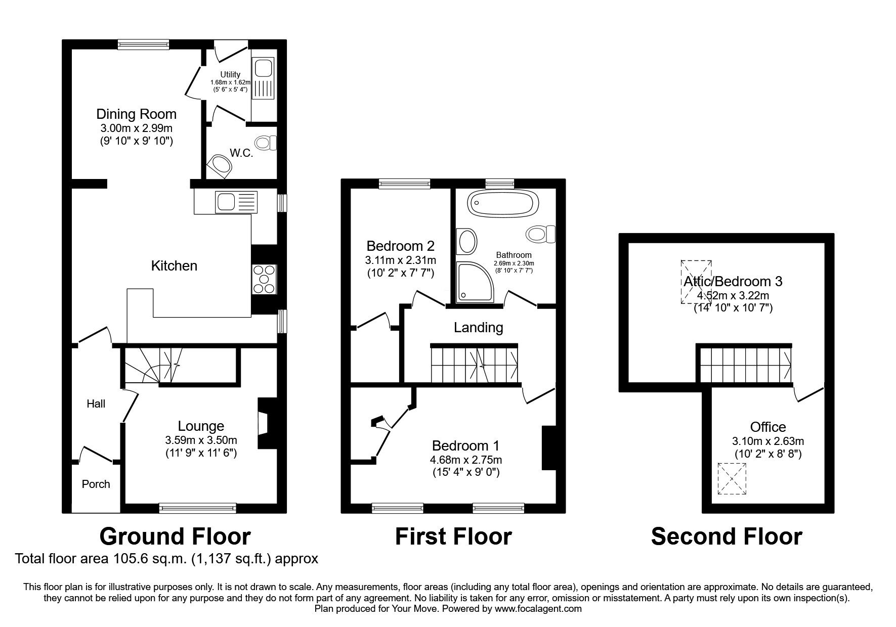 Floorplan of 2 bedroom End Terrace House for sale, St. Martins, Oswestry, Shropshire, SY11