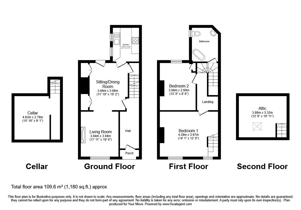 Floorplan of 2 bedroom Mid Terrace House for sale, King Street, Oswestry, Shropshire, SY11