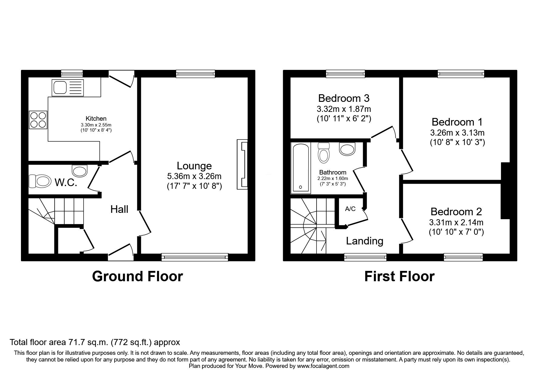 Floorplan of 3 bedroom Semi Detached House for sale, Llwyn Road, Oswestry, Shropshire, SY11