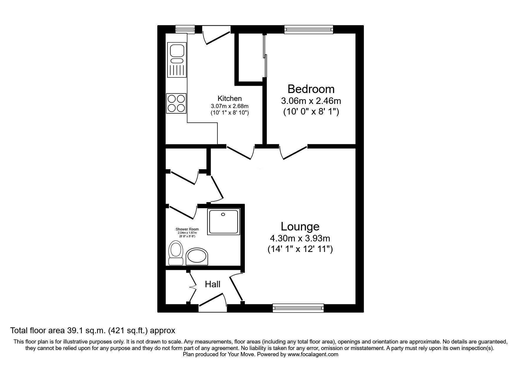 Floorplan of 1 bedroom Mid Terrace Bungalow for sale, Llys Court, Oswestry, Shropshire, SY11