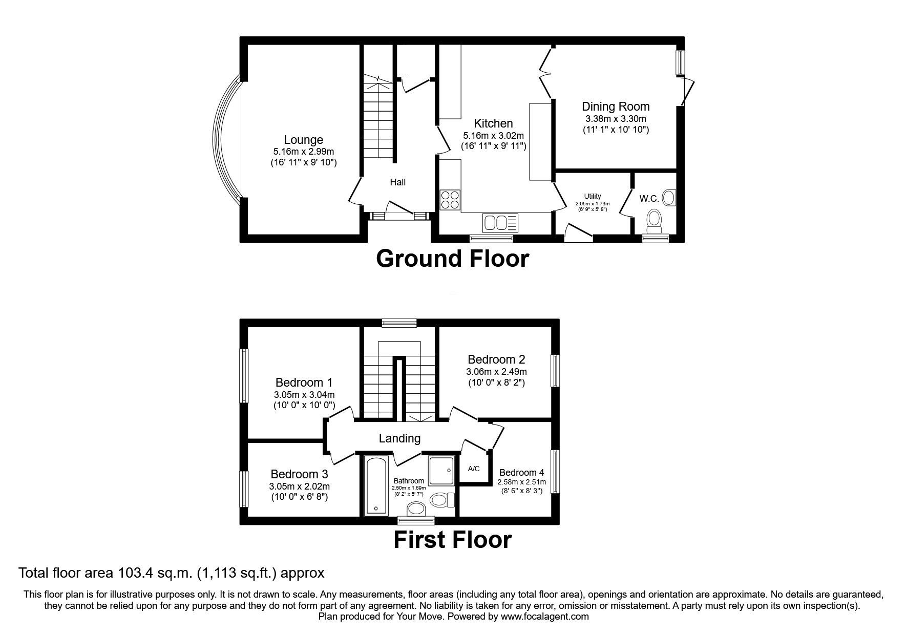 Floorplan of 4 bedroom Detached House for sale, Middleton Road, Oswestry, Shropshire, SY11