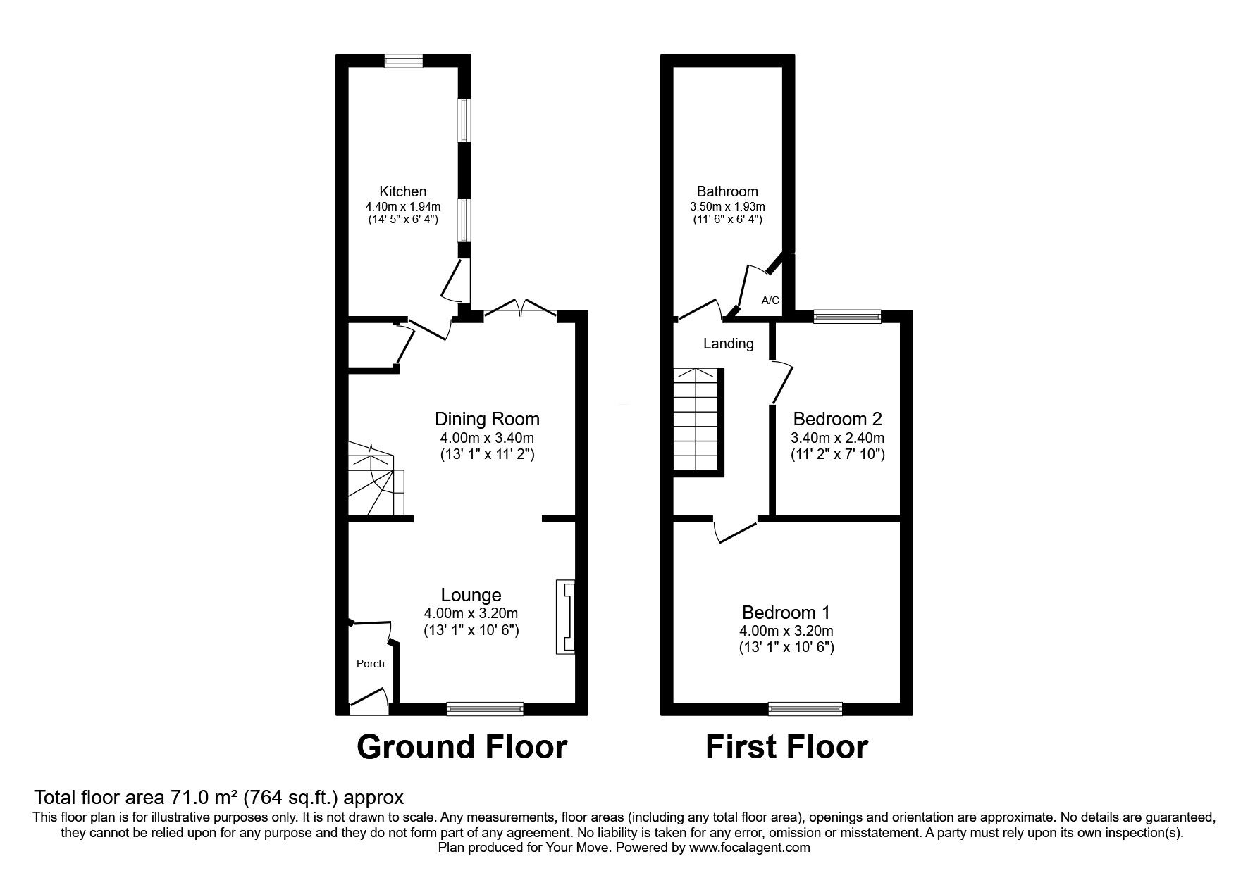 Floorplan of 2 bedroom Mid Terrace House for sale, West Street, Oswestry, Shropshire, SY11