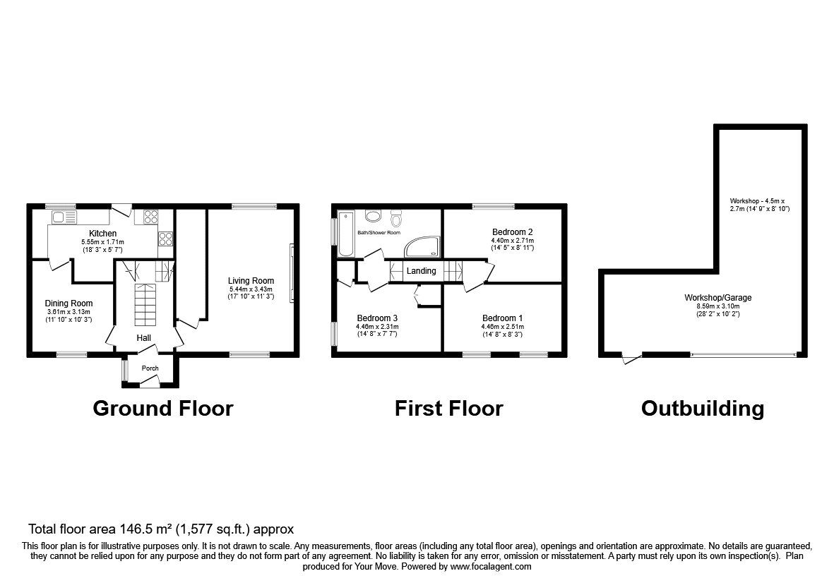 Floorplan of 3 bedroom Semi Detached House for sale, Park Green, Whittington, Shropshire, SY11