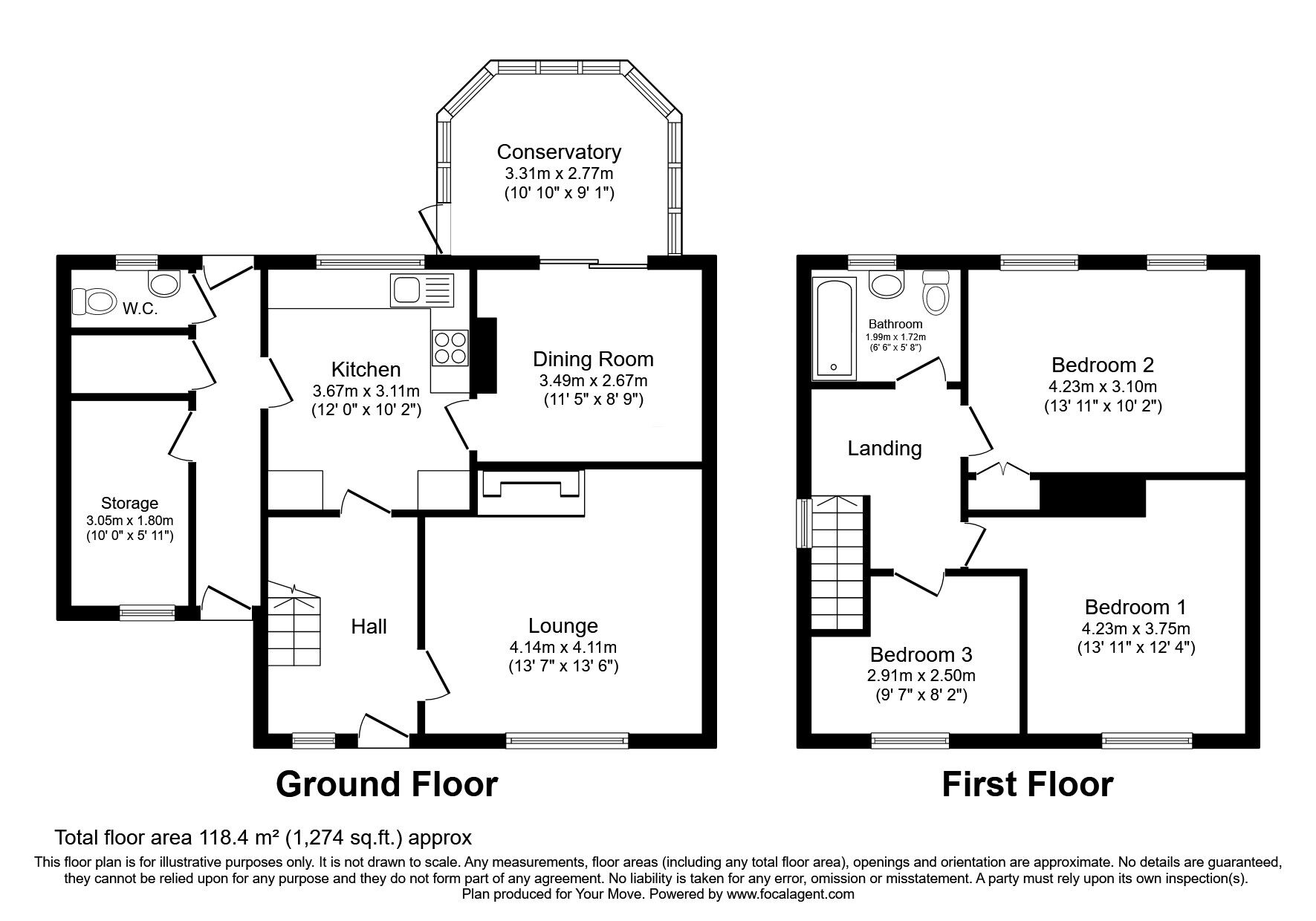 Floorplan of 3 bedroom End Terrace House for sale, Hawthorn Grove, Oswestry, Shropshire, SY11