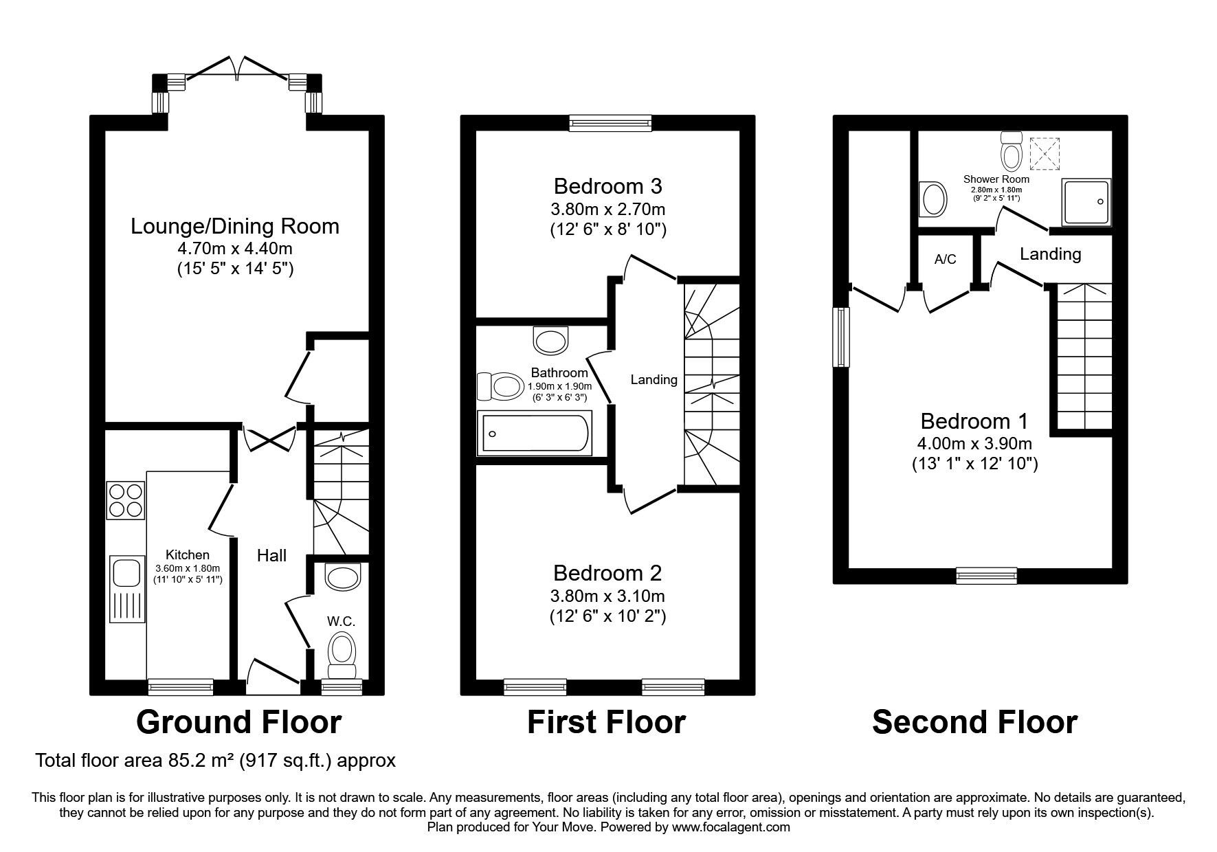 Floorplan of 3 bedroom End Terrace House for sale, Upper Well Close, Oswestry, SY11