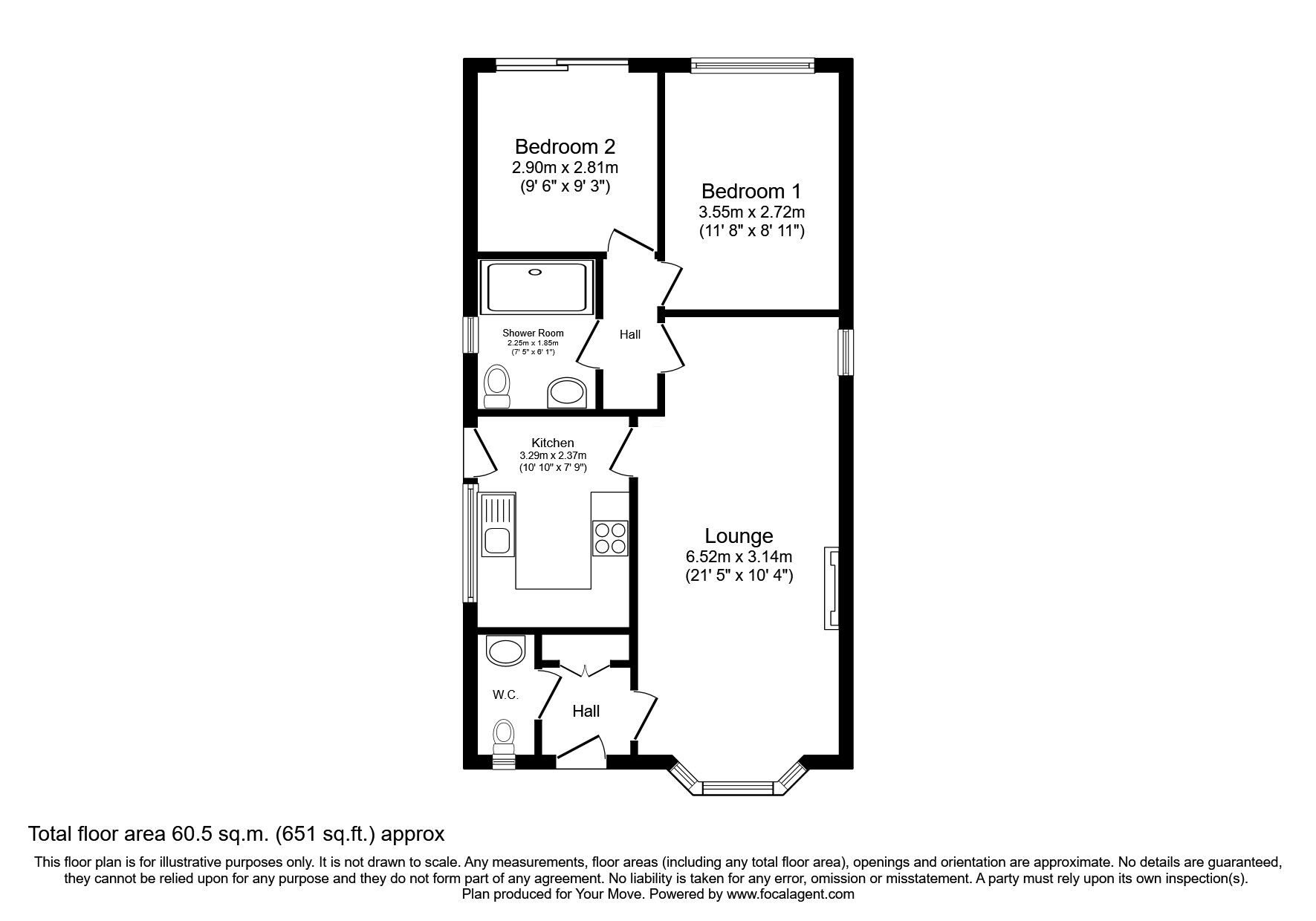 Floorplan of 2 bedroom Detached Bungalow for sale, Ambleside Road, Oswestry, SY11