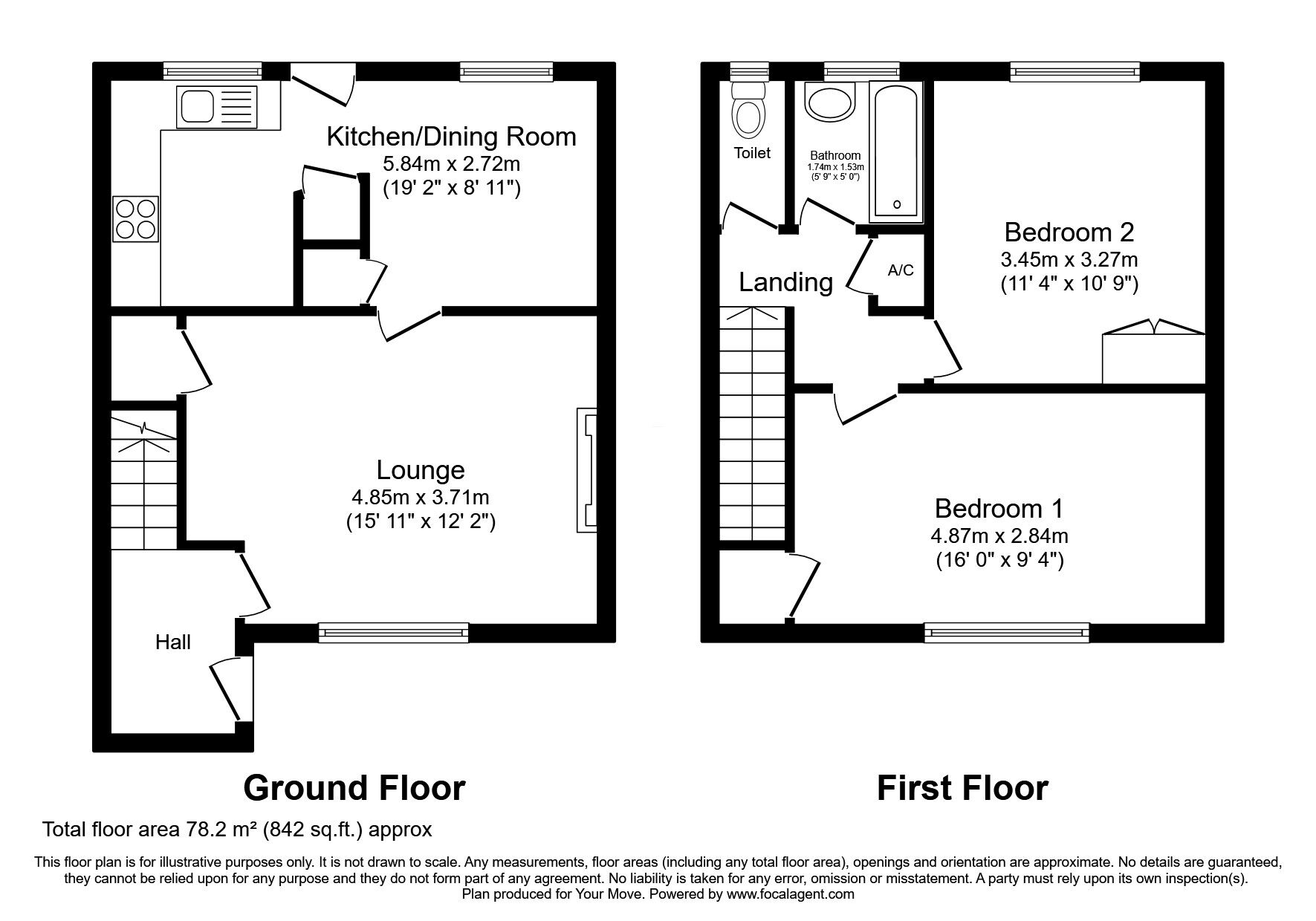 Floorplan of 2 bedroom Mid Terrace House for sale, Caer Ysgol, Glyn Ceiriog, Wrexham,, LL20