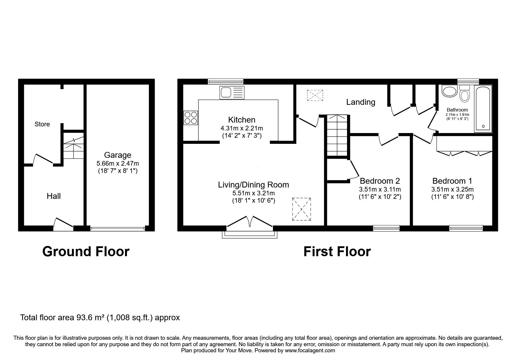 Floorplan of 2 bedroom Detached House for sale, Ceiriog Way, St. Martins, Oswestry, SY11