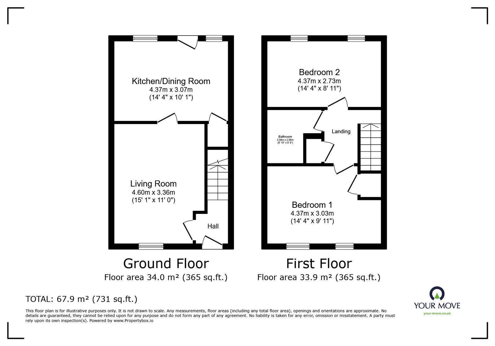 Floorplan of 2 bedroom Semi Detached House for sale, Rowan Close, Gobowen, Shropshire, SY11