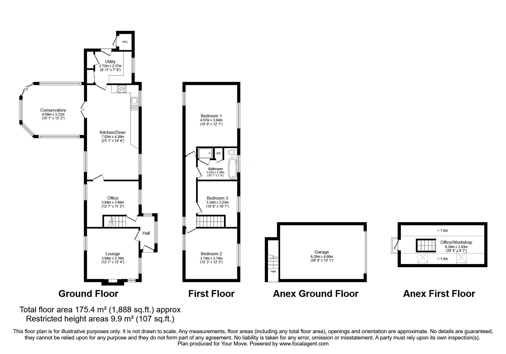 Floorplan of 4 bedroom Detached House for sale, Treflach, Oswestry, Shropshire, SY10