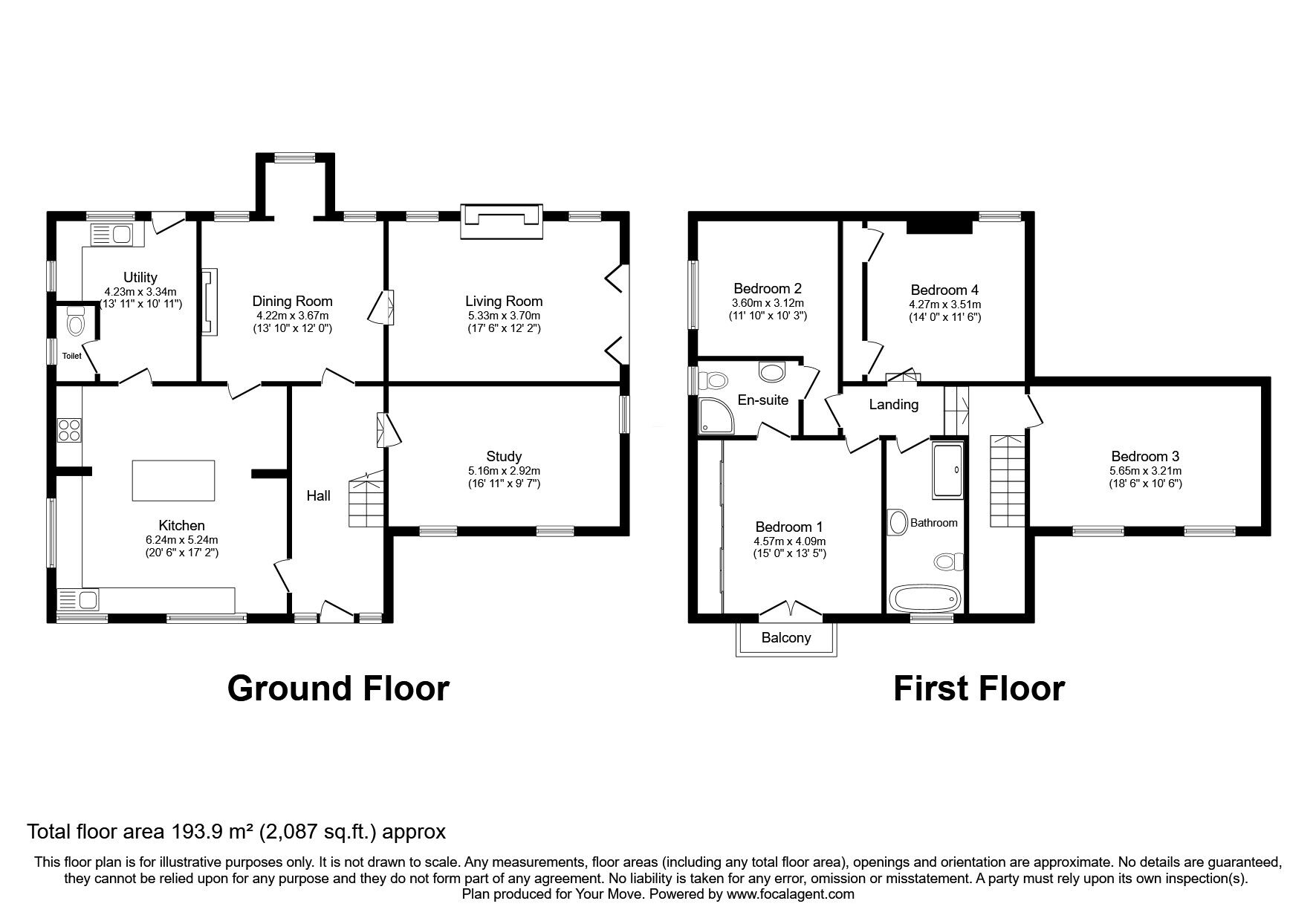 Floorplan of 4 bedroom Detached House for sale, Pant, Oswestry, Shropshire, SY10